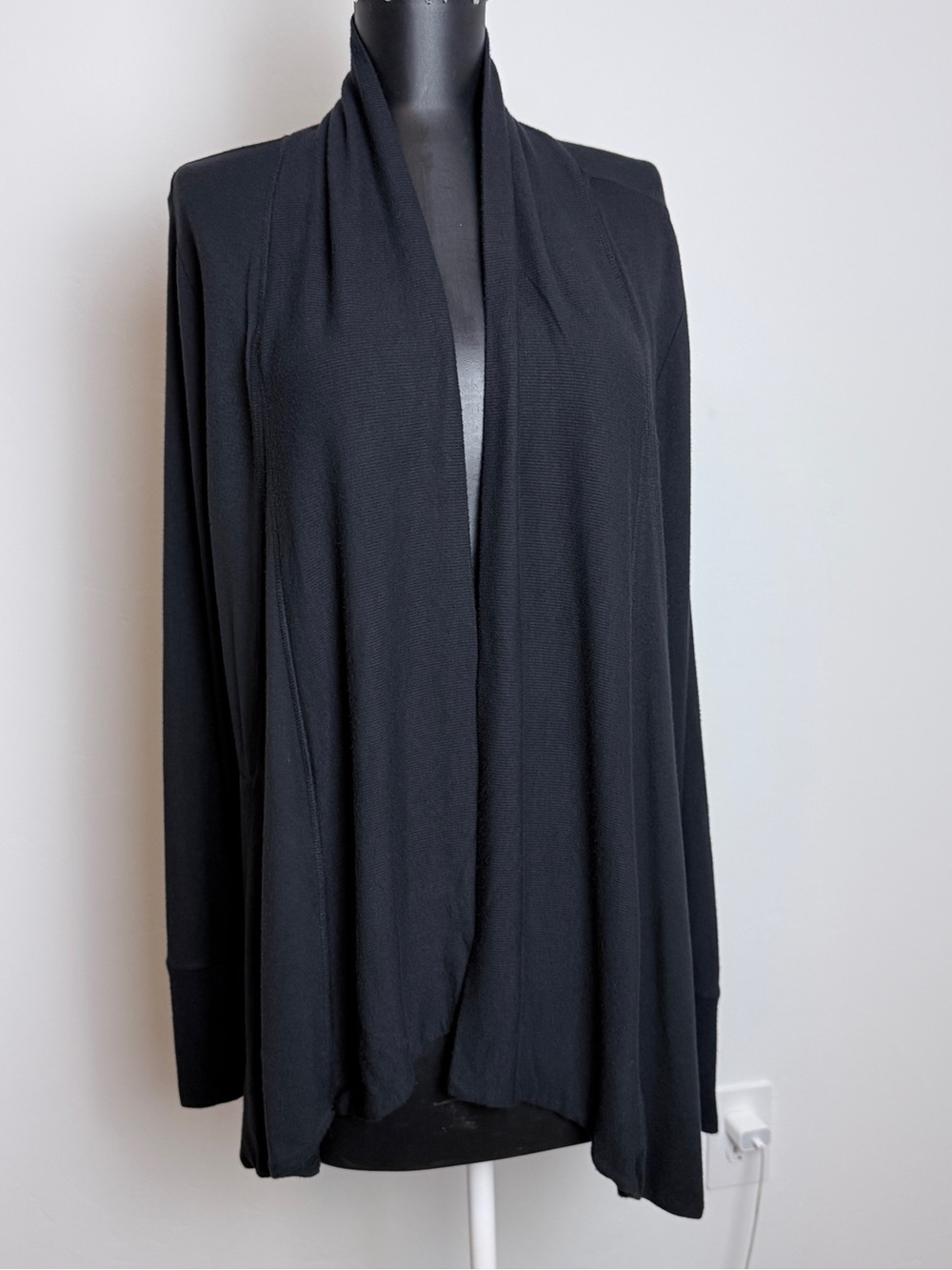 Athleta Black Draped Open-Front Cardigan Size S